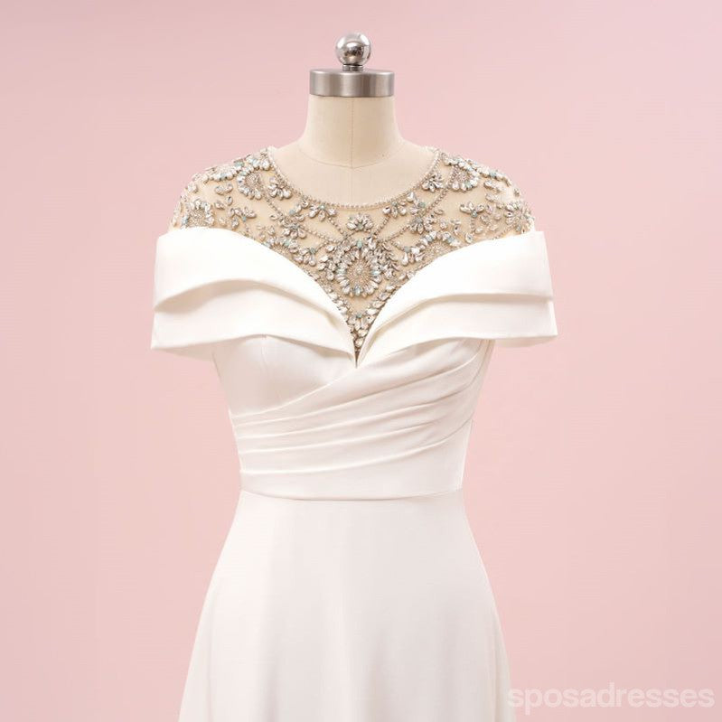 Elegant Ivory A-line With Beading Maxi Long Party Prom Dresses,Evening Dress,13525