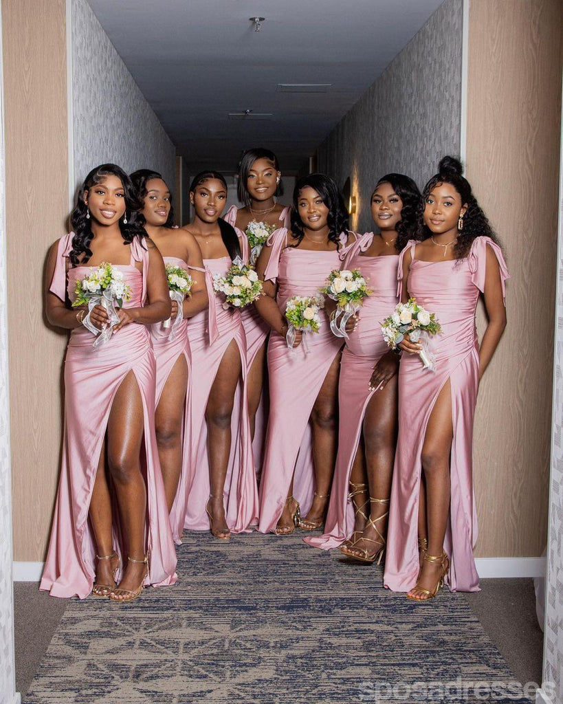 Elegant Pink Mermaid Side Slit Maxi Long Bridesmaid Dresses,Party Dress, WG1907