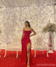Sexy Red Mermaid Spaghetti Straps Side Slit Maxi Long Party Prom Dresses,Evening Dress,13432