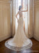 Gorgeous Mermaid Off White V-neck Maxi Long Handmade Lace Wedding Dresses,WD819