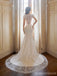 Gorgeous Mermaid Off White V-neck Maxi Long Handmade Lace Wedding Dresses,WD819