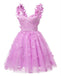 Floral Purple A-line Mini Short Prom Homecoming Dresses,Party Dress,CM1004