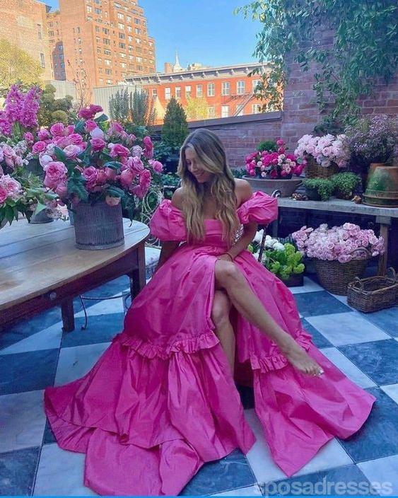 Gorgeous Hot Pink A-line Off Shoulder Long Party Prom Dresses Ideas,Evening Gowns,13899