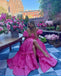Gorgeous Hot Pink A-line Off Shoulder Long Party Prom Dresses Ideas,Evening Gowns,13899