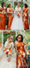 Sexy Burnt Orange Mermaid Side Slit Maxi Long Bridesmaid Dresses For Wedding,WG1778