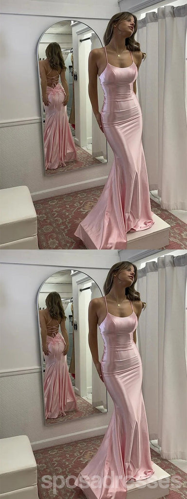 Sexy Pink Mermaid Spaghetti Straps Maxi Long Party Prom Dresses,Evening Dress,13403