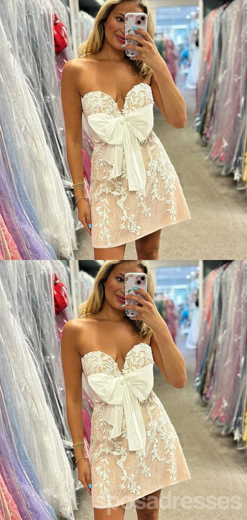 Elegant Champagne Sheath Sweetheart Mini Short Prom Homecoming Dresses,CM991