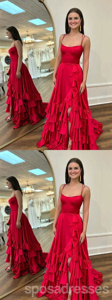 Popular Red A-line Spaghetti Straps Maxi Long Party Prom Dresses,Evening Dress,13379