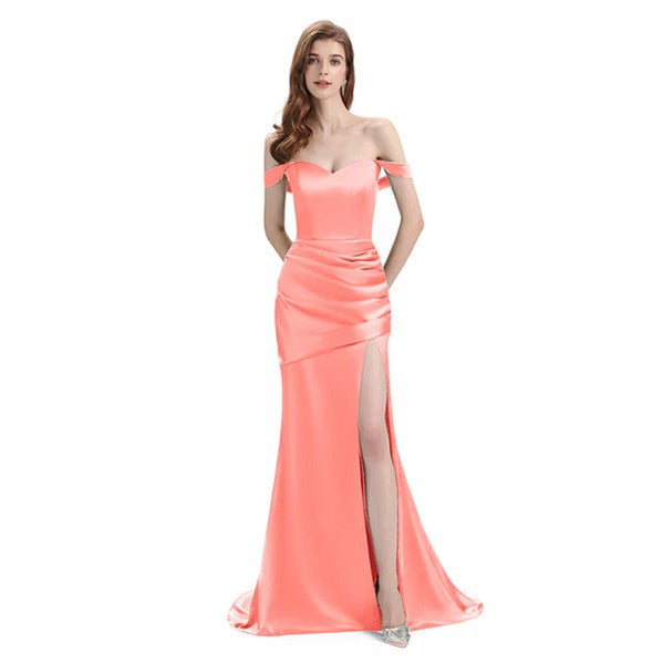 coral off the shoulder bridesmaid dresses Mismatched Coral Mermaid Cheap Bridesmaid Dresses Online, WG1082 –  SposaDresses