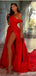 Sexy Red A-line High Slit Maxi Long Party Prom Dresses Online,13298