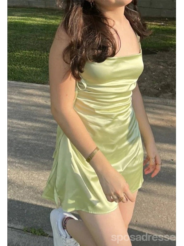 Pretty Green Spaghetti Straps Mini Short Prom Homecoming Dresses,Party Dress,CM1029