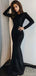 Mermaid Long Sleeves Sequin Long Prom Dresses, Sweet 16 Prom Dresses, 12386