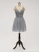 Lace Straps Grey Chiffon Short Cheap Homecoming Dresses Online, CM814