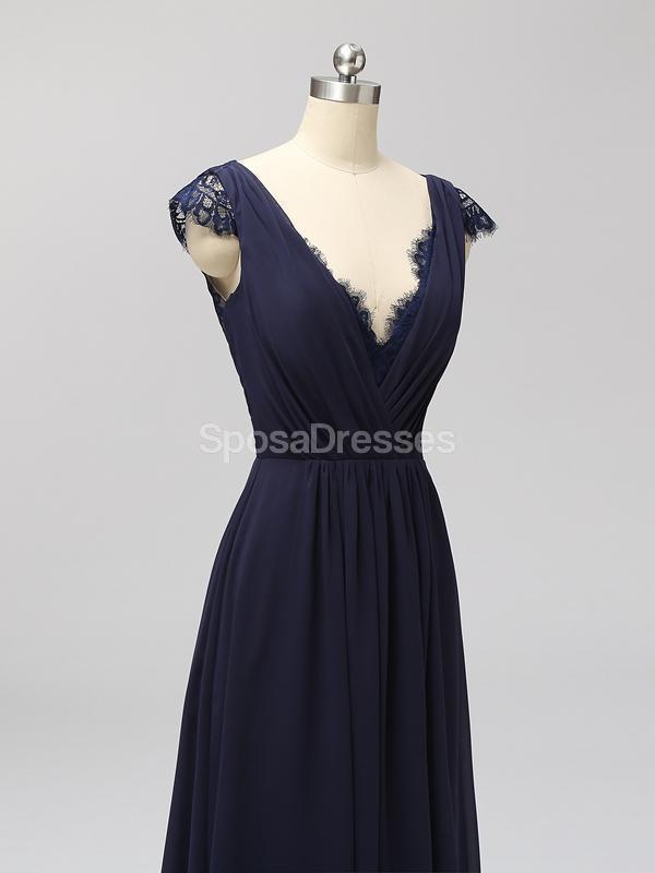 Cap Sleeves Floor Length Lace V Neck Cheap Bridesmaid Dresses Online, WG591
