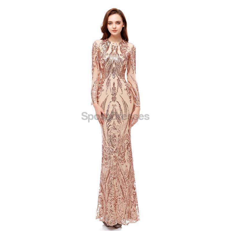 Long Sleeves Detachable Sparkly Sequin Evening Prom Dresses, Evening Party Prom Dresses, 12106