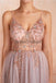Spaghetti Straps See Through Beaded A-line Long Evening Prom Dresses, Evening Party Prom Dresses, 12135