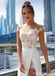 Off Shoulder See Through Cheap Wedding Dresses Online, Side Slit A-line Bridal Dresses, WD444