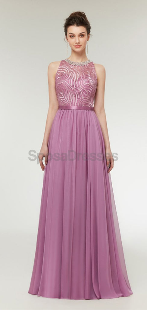 Jewel Purple Beaded Cheap Long Evening Prom Dresses, Evening Party Prom Dresses, 12001