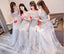 Gray Lace Short Sleeve Long Bridesmaid Dresses, Cheap Bridesmaid Gowns, BD0001
