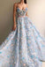 Spaghetti Straps Lace Flower A-line Long Evening Prom Dresses, Cheap Sweet 16 Dresses, 18448