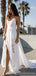 Sexy Backless Side Slit Beach Wedding Dresses Online, Cheap Beach Bridal Dresses, WD455