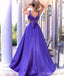 Simple Purple A-line V-neck Cheap Long Prom Dresses Online, Dance Dresses,12733