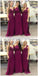 Cheap Mismatched Plum Custom Long Bridesmaid Dresses, WG231