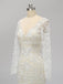 Long Sleeves Backless Lace Mermaid Wedding Dresses Online, Cheap Unique Bridal Dresses, WD585