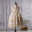 Round Neckline Sleeveless Beige Tulle Lace Flower Girl Dresses, Affordable Little Girl Dresses, FG058