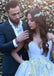 Off Shoulder V Neck Backless Light Blue A-line Floor Length Custom Long Evening Prom Dresses, 17385