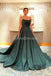 Emerald Green Spaghetti Straps Beaded Long Evening Prom Dresses, Evening Party Prom Dresses, 12275