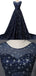 Scoop Navy Star Sequin Cheap Long Evening Prom Dresses, Cheap Custom Sweet 16 Dresses, 18536