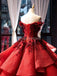 Off Shoulder Red Ball Gown Long Evening Prom Dresses, Evening Party Prom Dresses, 12259