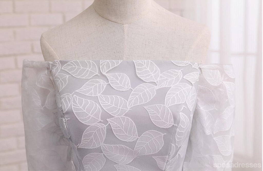 Short Sleeve Gray Leaf Lace Cute Homecoming Prom Dresses, Affordable Short Party Prom Sweet 16 Dresses, Perfect Homecoming Cocktail Dresses, CM339