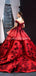 Off Shoulder Red Ball Gown Long Evening Prom Dresses, Evening Party Prom Dresses, 12259