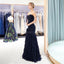 Sweetheart Navy Ruffle Mermaid Evening Prom Dresses, Evening Party Prom Dresses, 12027