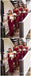 Spaghetti Straps Side Slit Maroon Mermaid Long  Bridesmaid Dresses Online, WG650