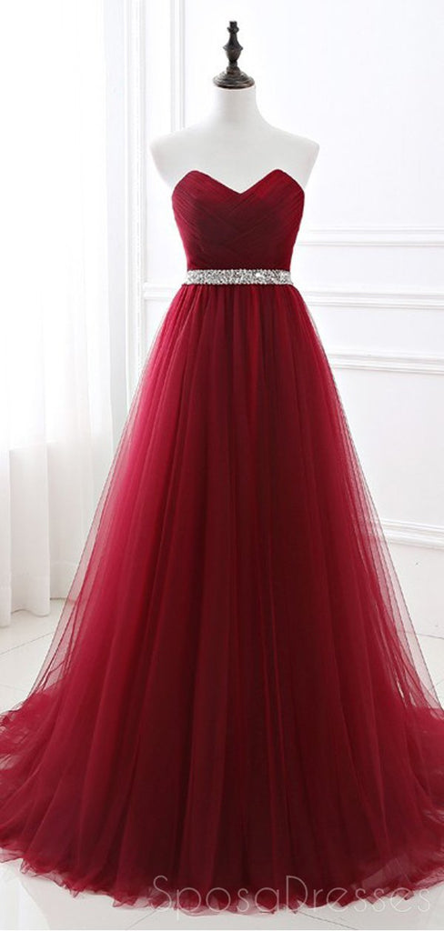 Sweetheart Red A-line Simple Long Evening Prom Dresses, Sparkly Sweet 16 Dresses, 18345