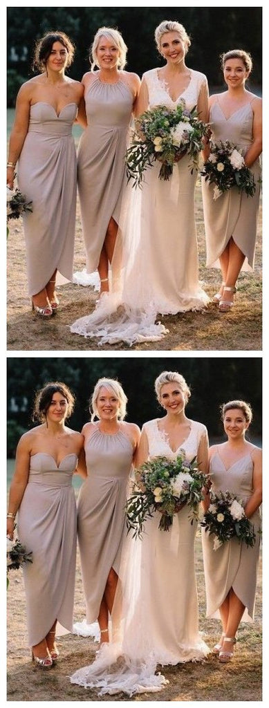 Mismatched Grey Short Cheap Bridesmaid Dresses Online, WG617