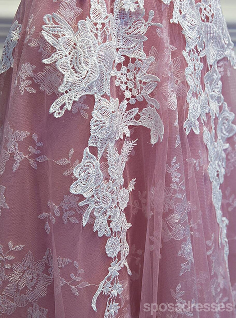 Sexy Backless Dusty Pink Lace Homecoming Prom Dresses, Affordable Corset Back Short Party Prom Dresses, Perfect Homecoming Dresses, CM257