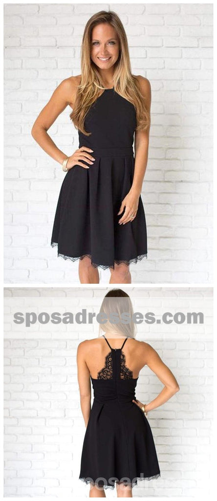Simple Casual Short Cheap Black Homecoming Dresses 2018, CM524