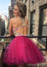 Sexy Open Back V neck Hot Pink Lace Cheap Homecoming Dresses 2018, CM452