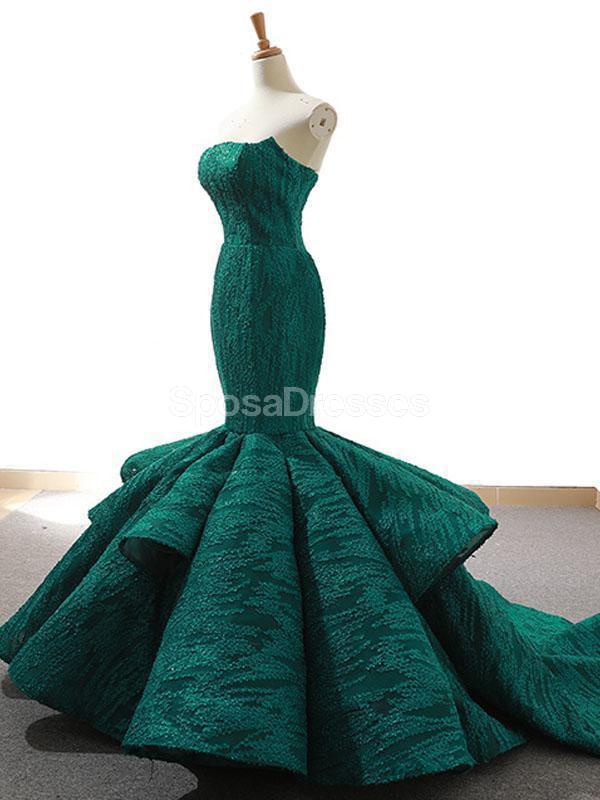 Unique Lace Red Mermaid Long Evening Prom Dresses, Evening Party Prom Dresses, 12261