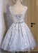See Through Grey Lace Homecoming Prom Dresses, Affordable Short Party Prom Dresses, Perfect Homecoming Dresses, CM285