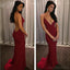 Dark Red Sexy Mermaid Evening Prom Dresses, Long Backless Party Prom Dress, Custom Long Prom Dresses, Cheap Formal Prom Dresses, 17124