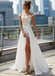 Off Shoulder See Through Cheap Wedding Dresses Online, Side Slit A-line Bridal Dresses, WD444