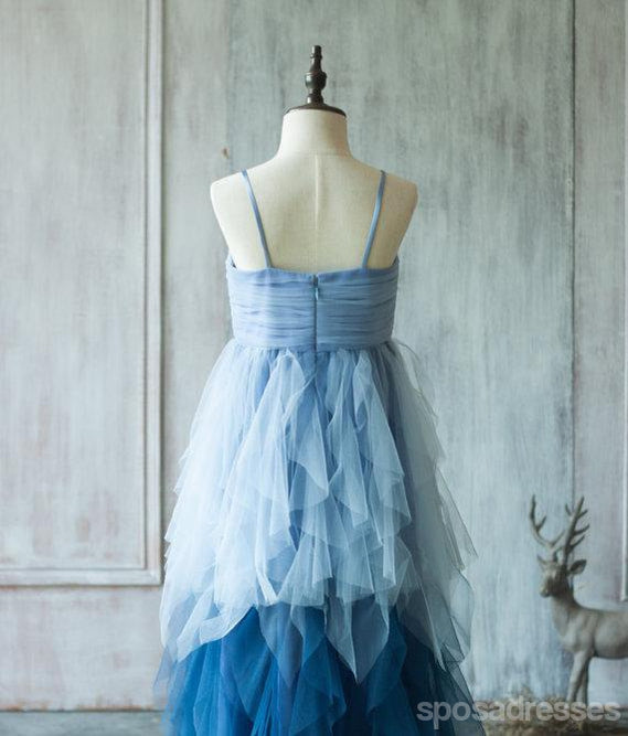 Unique Spaghetti Blue Tulle Flower Girl Dresses, Cheap Junior Bridesmaid Dresses, FG048