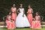 Peach Mismatched Lace Bodice Long Chiffon Cheap Bridesmaid Dresses, WG281