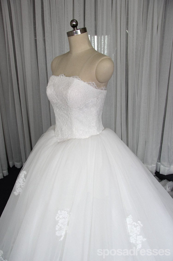 Strapless A line Tulle Wedding Dresses, Custom Made Long Wedding Gown, Cheap Wedding Gowns, WD200