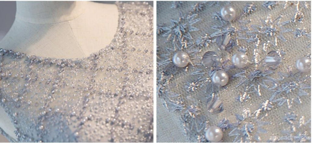 Sexy Open Back Grey Lace Beaded Homecoming Prom Dresses, Affordable Short Party Prom Dresses, Perfect Homecoming Dresses, CM286